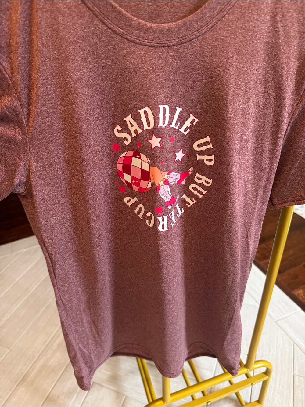 DTF Burgundy Graphic Tee - Saddle Up Buttercup